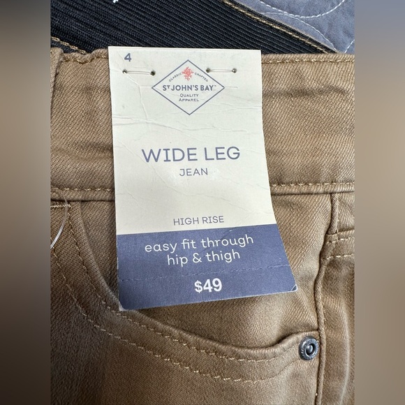 St Johns Bay Women’s Tan Hi Rise Wide Leg Jeans NWT Size 4 - Picture 7 of 13